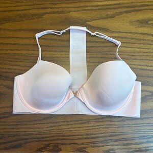 Victoria's Secret Women's Bra Pink Lined Demi T-Shirt Push-Up Racerback Size 34C